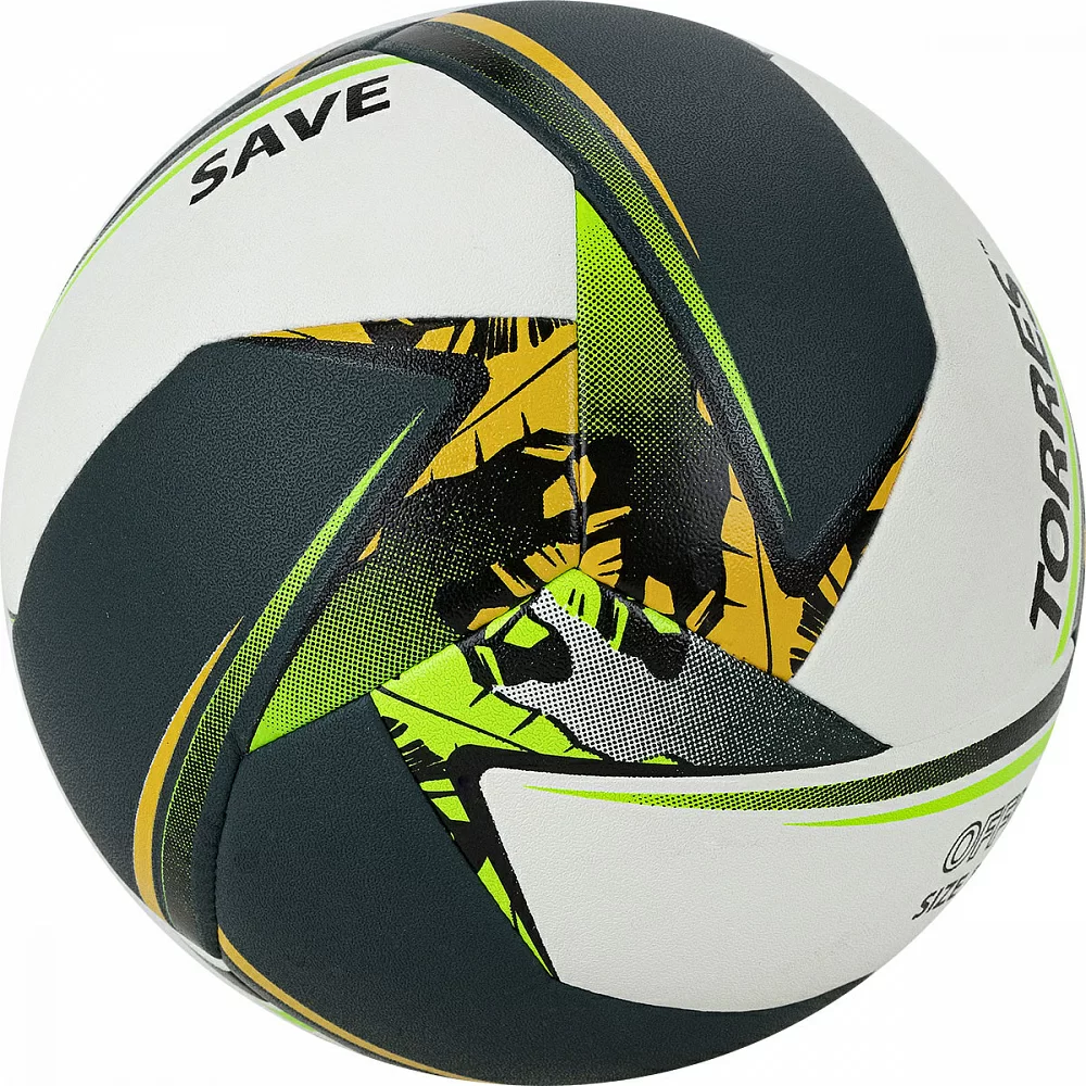 Фото Мяч волейбольный Torres Save р.5 синт. кожа бело-зелено-желтый V321505 со склада магазина СпортЕВ