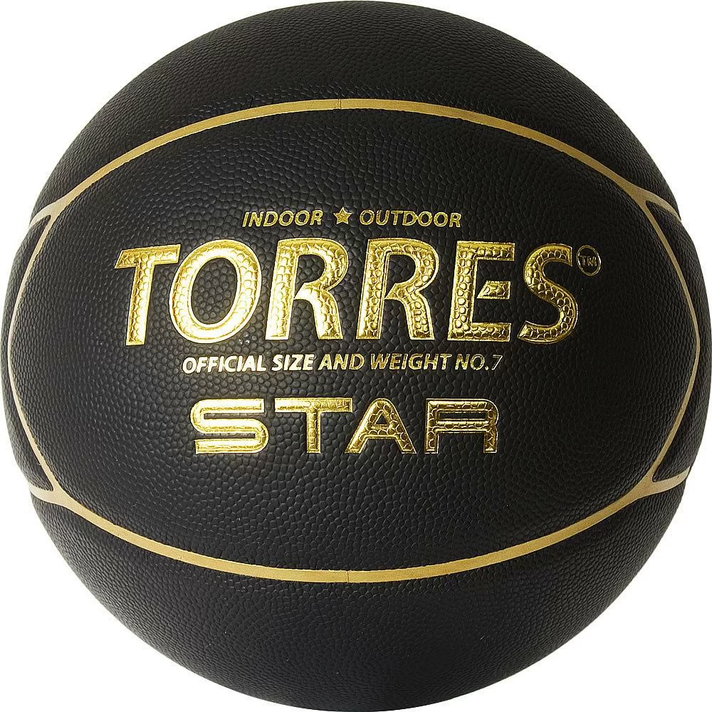 Фото Мяч баскетбольный Torres Star размер №7 ПУ черно-золотой B32317 со склада магазина СпортЕВ