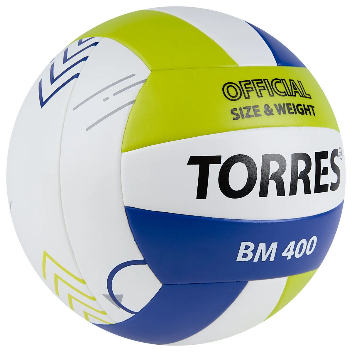 Мяч волейбольный Torres BM400 р.5 синт. кожа бело-синий-зеленый V42315 Фото Мяч волейбольный Torres BM400 р.5 синт. кожа бело-синий-зеленый V42315 со склада магазина Спортев