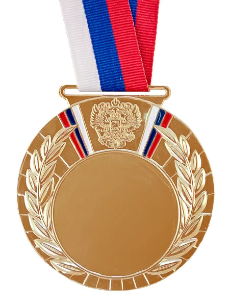 Фото Медаль MD Rus.80/NВ (D-80мм, D-50мм, s-3мм) с лентой со склада магазина Спортев