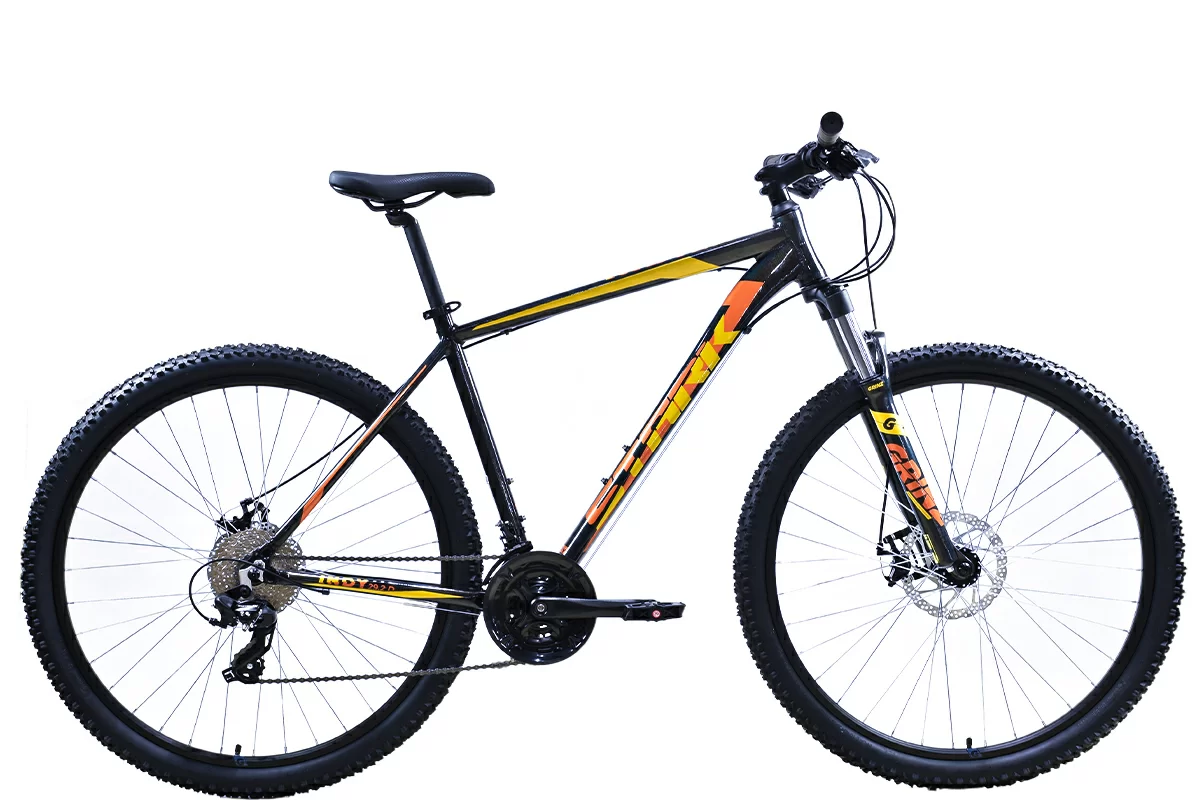 Фото Велосипед Stark Indy 29.2 D (2024) темный мультицвет/оранжевый, желтый со склада магазина Спортев