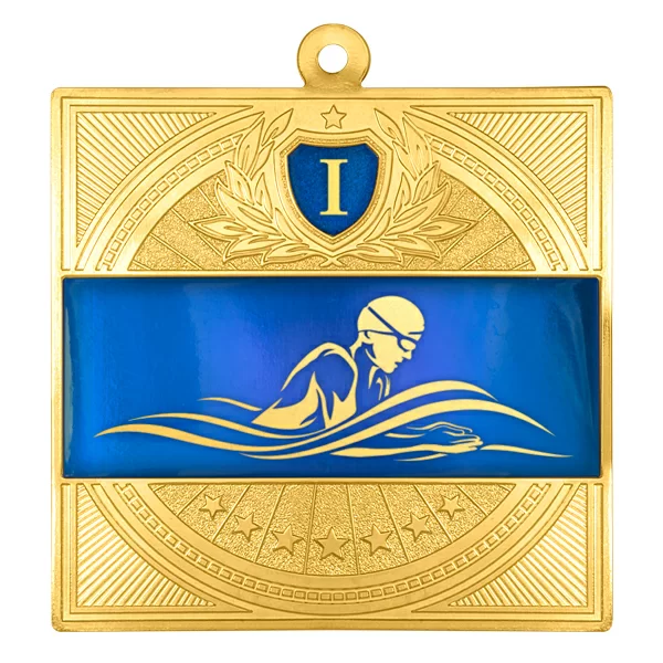 Фото Медаль MZP 301-65/GBU брасс 1 место (65х65мм, s-2,5мм) латунь со склада магазина Спортев