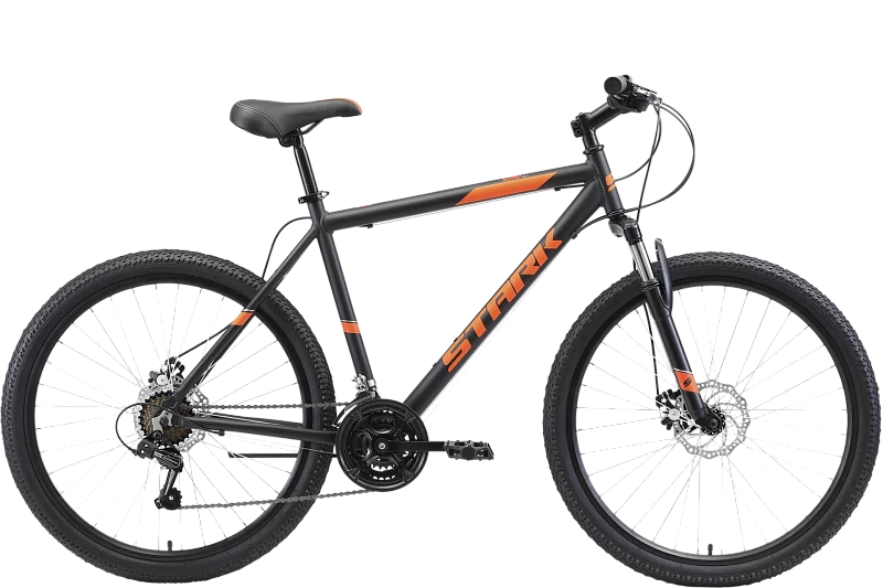 Фото Велосипед Stark Outpost 26 1 D (2021) черный/оранжевый со склада магазина СпортЕВ