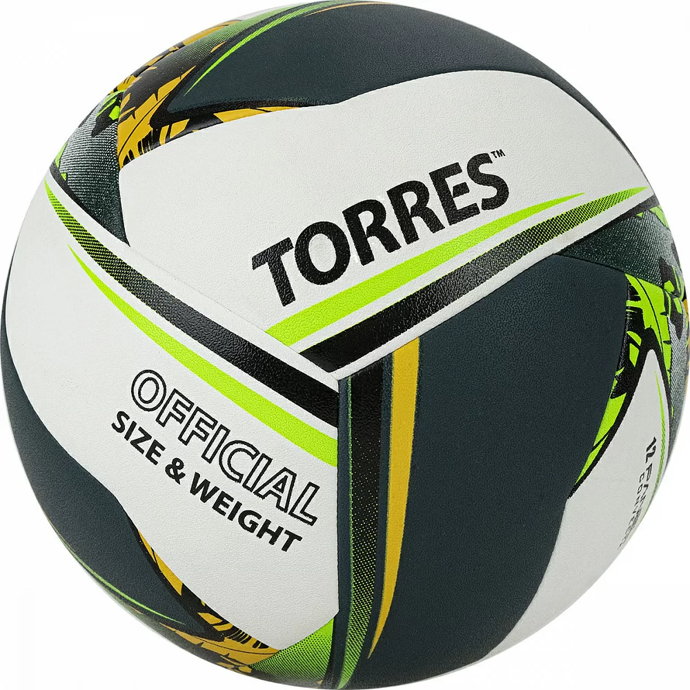 Фото Мяч волейбольный Torres Save р.5 синт. кожа бело-зелено-желтый V321505 со склада магазина СпортЕВ