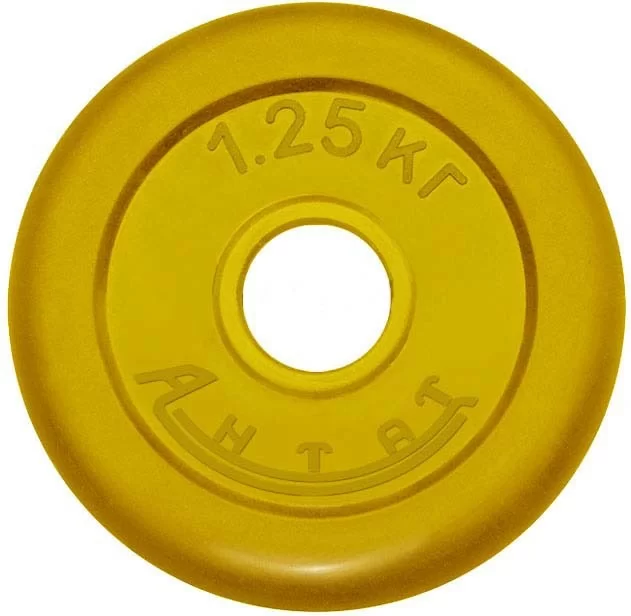 Фото Диск d 26 мм Антат тренировочный обрезиненный 1.25 кг желтый ДтАЦ-01.25-26 со склада магазина СпортЕВ