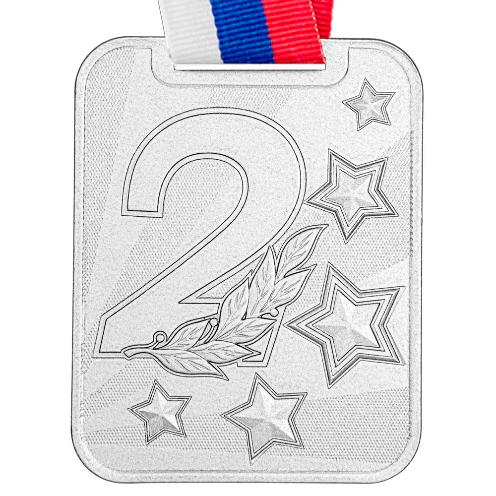 Фото Медаль MZP 515-70/SM 2 место с лентой (55х70мм, s-3 мм) со склада магазина СпортЕВ