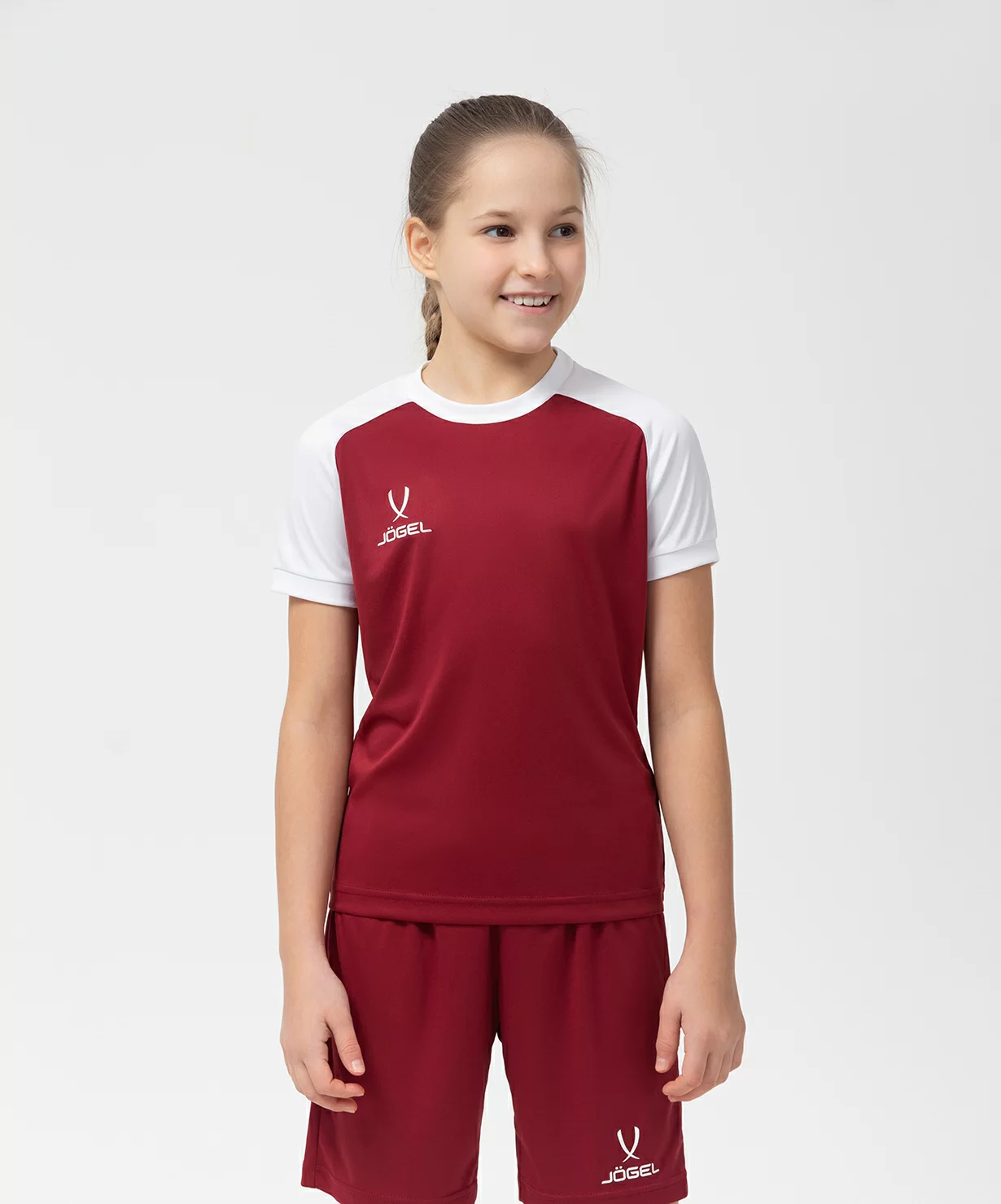 Фото Футболка игровая CAMP Reglan Jersey, гранатовый/белый, детский Jögel со склада магазина Спортев