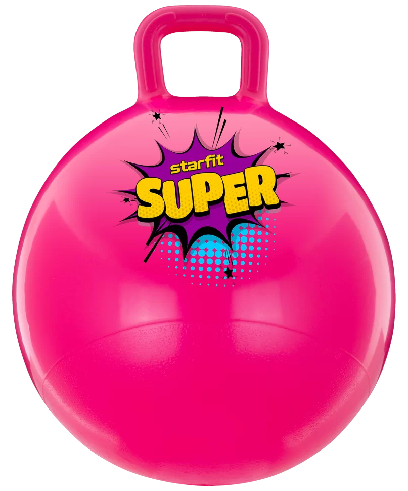 Фото Мяч-попрыгун 45 см StarFit GB-0401 Super 500 гр с ручкой розовый (антивзрыв) 16557 со склада магазина СпортЕВ