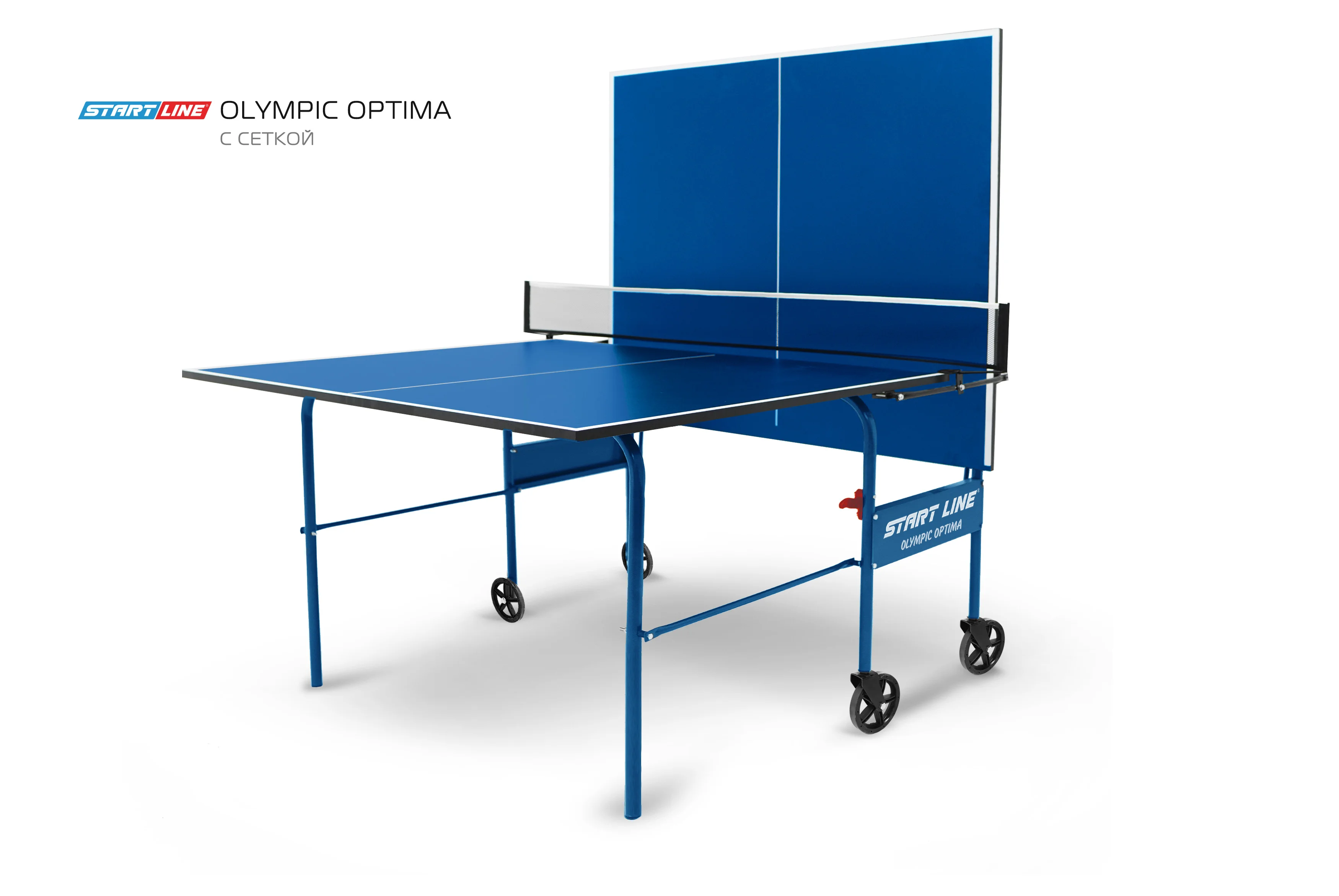 Стол теннисный Olympic Optima Синий с сеткой Фото Стол теннисный Olympic Optima Синий с сеткой со склада магазина Спортев