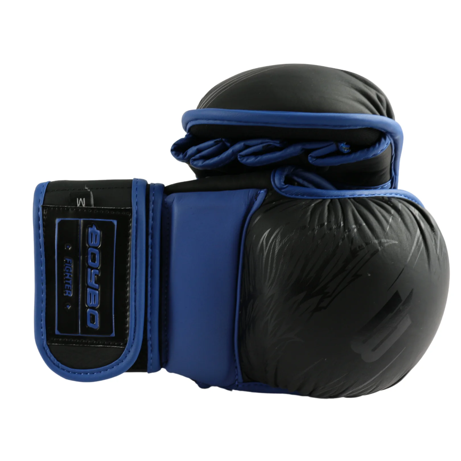 Фото Перчатки ММА BoyBo Wings кожа черно-синие 1435 со склада магазина Спортев