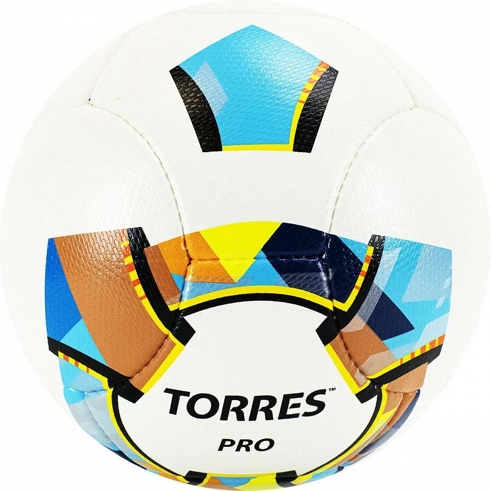 Фото Мяч футбольный Torres Pro р.5 14 п. PU ручная сшивка бело-золот-черн F320015 со склада магазина Спортев