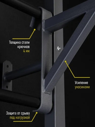 Фото Турник навесной 3 хвата графит ШСг-00003 со склада магазина Спортев