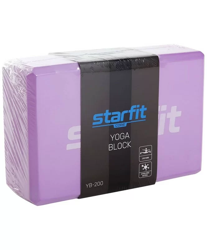 Фото Блок для йоги StarFit YB-200 EVA 22.5х8х15 см фиолетовый пастель 18927 со склада магазина СпортЕВ