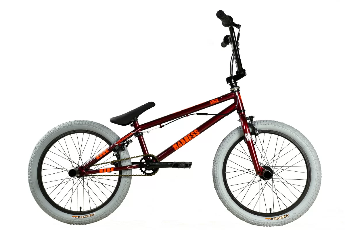 Фото Велосипед Stark Madness BMX 3 (2024) бордовый/оранжевый/серый со склада магазина Спортев