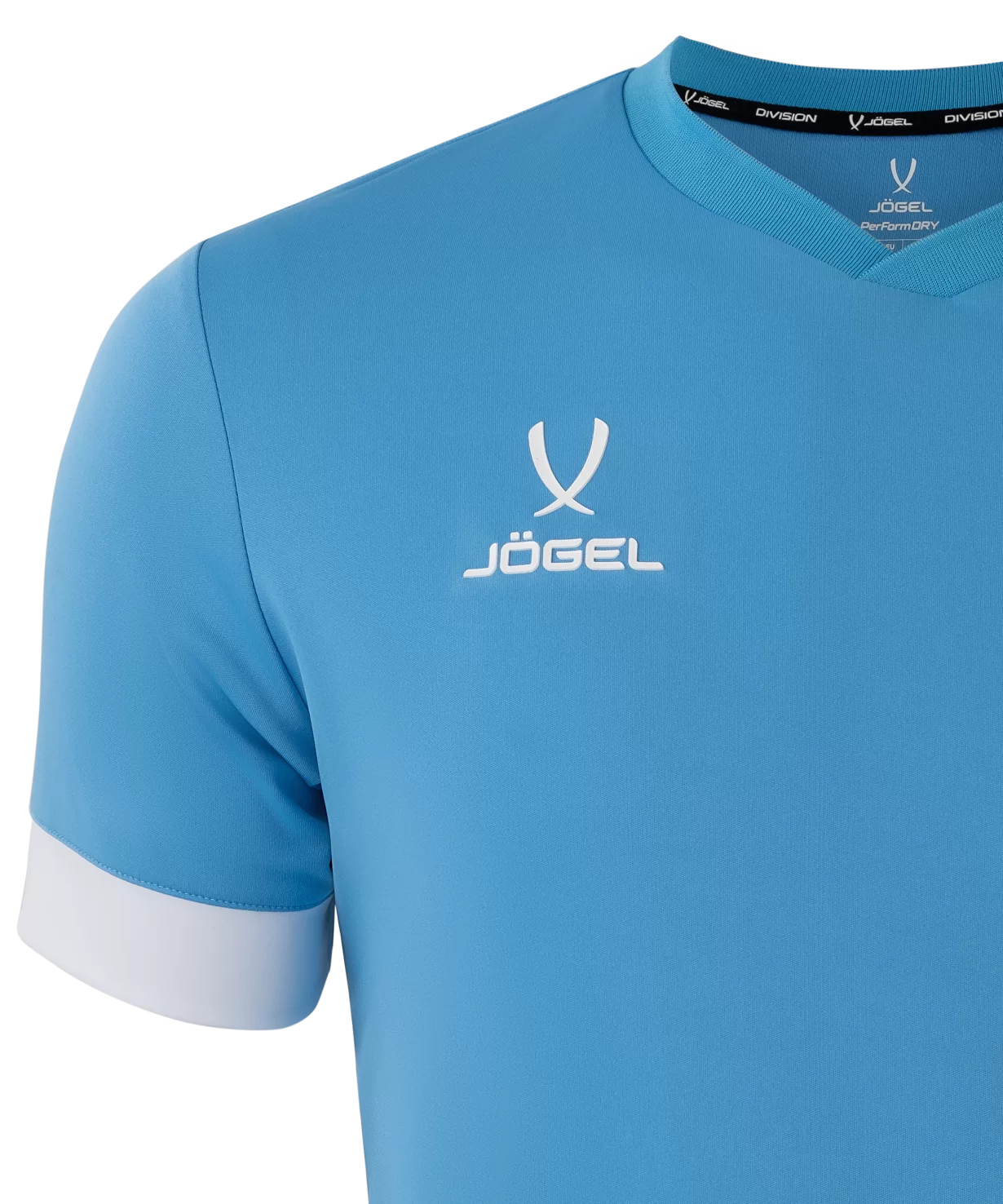Фото Футболка игровая DIVISION PerFormDRY Union Jersey, голубой/белый/белый Jögel со склада магазина Спортев