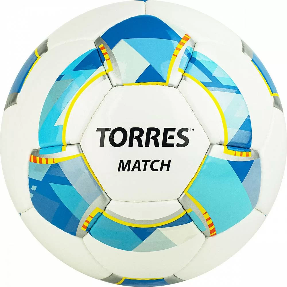 Фото Мяч футбольный Torres Match р.5 32 п. PU руч. сшив. бело-серебр-голуб. F320025 со склада магазина Спортев