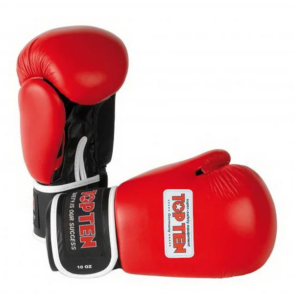 Фото Перчатки боксерские Top Ten Competition AIBA красные со склада магазина Спортев