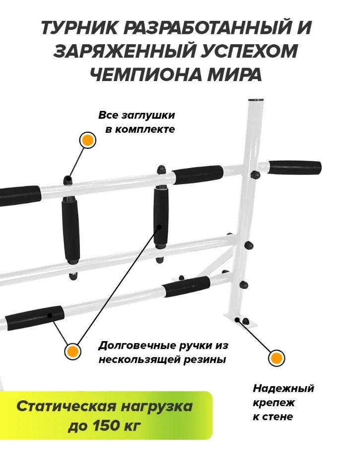 Фото Турник настенный Absolute Champion Победитель белый со склада магазина Спортев