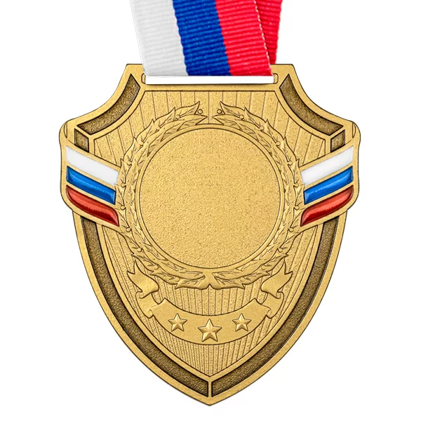 Фото Медаль MZP 558-65/G (56х65мм, D-25мм, s-2мм) с лентой со склада магазина Спортев