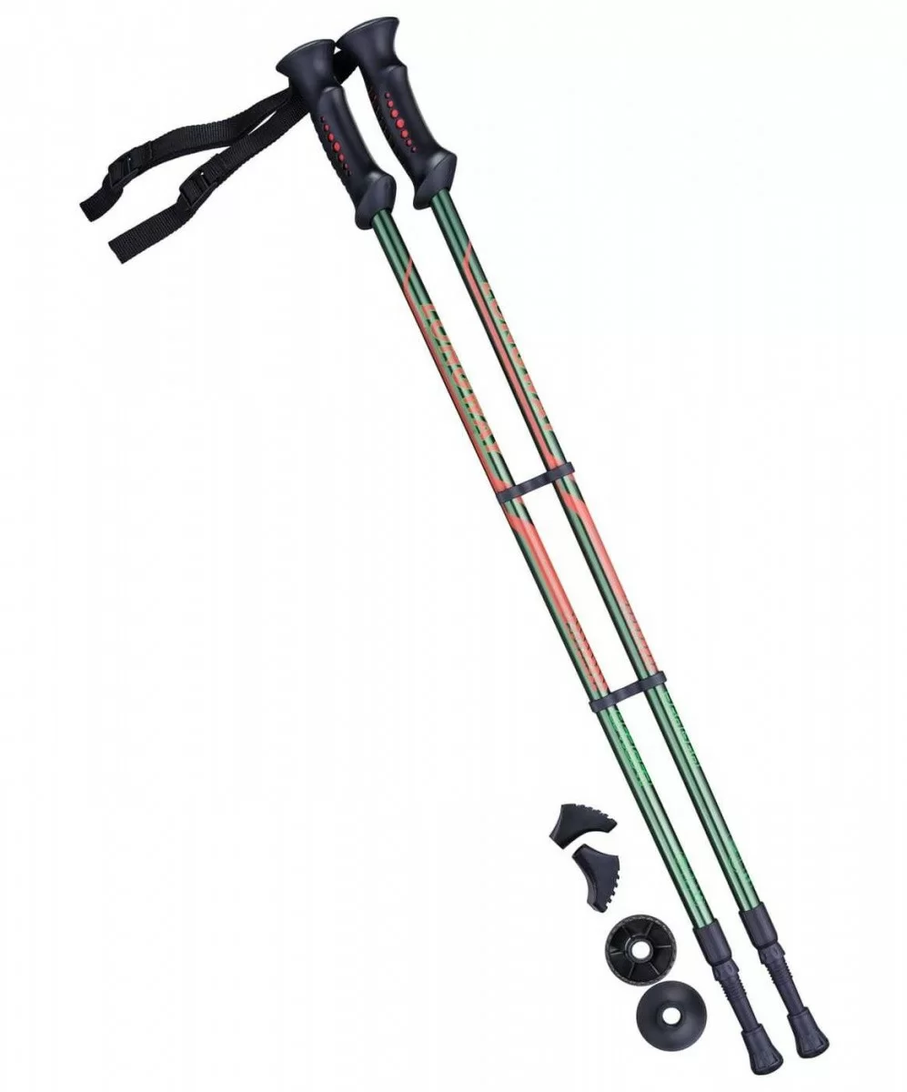 Фото Палки для скандинавской ходьбы Berger Longway, 77-135 см, 2-секционные, тёмно-зеленый/оранжевый 10962 со склада магазина СпортЕВ