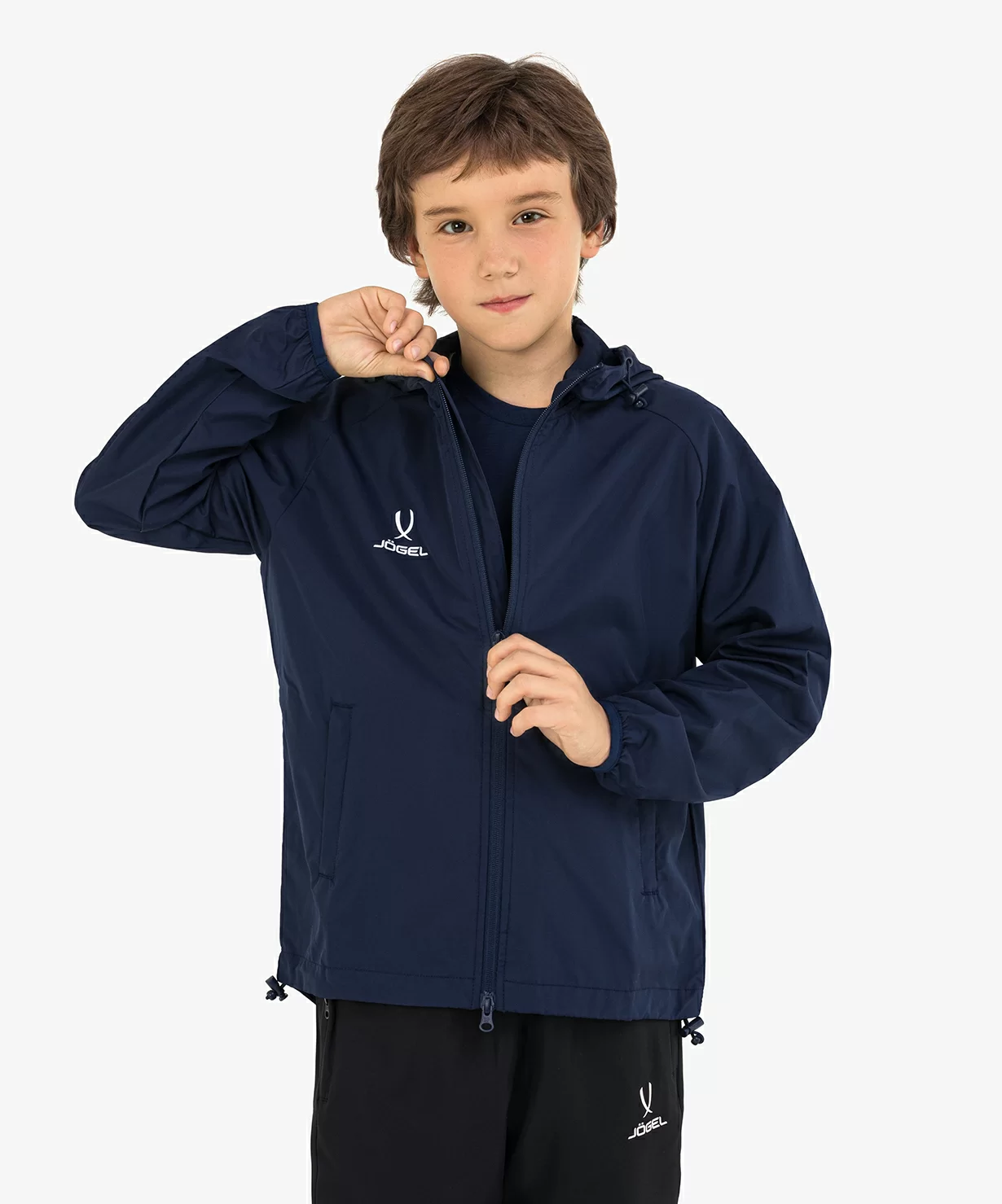 Фото Куртка ветрозащитная CAMP Rain Jacket, темно-синий, детский Jögel со склада магазина СпортЕВ