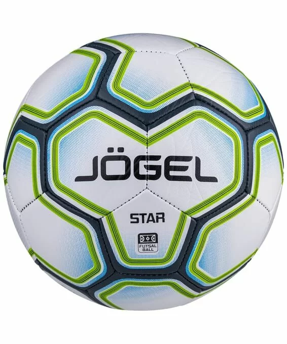 Фото Мяч футзальный Jogel Star №4 белый/синий/зеленый 16948 со склада магазина СпортЕВ