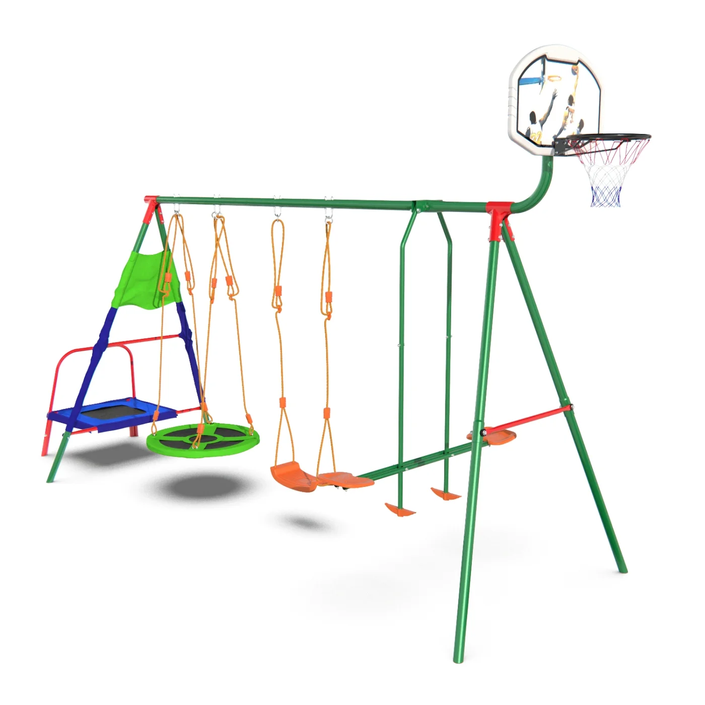 Фото Детский комплекс с батутом и баскетболом DFC MTB-01 (два короба) со склада магазина Спортев