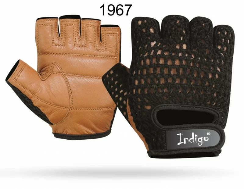 Фото Перчатки Indigo кожа+сетка черно-коричневые SB-16-1967 со склада магазина СпортЕВ