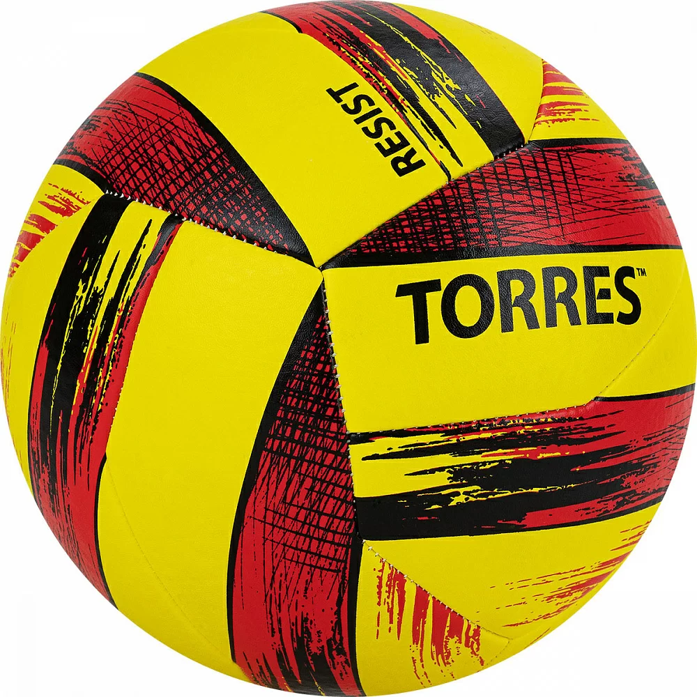 Фото Мяч волейбольный Torres Resist р.5 синт. кожа желто-красно-черный V321305 со склада магазина СпортЕВ