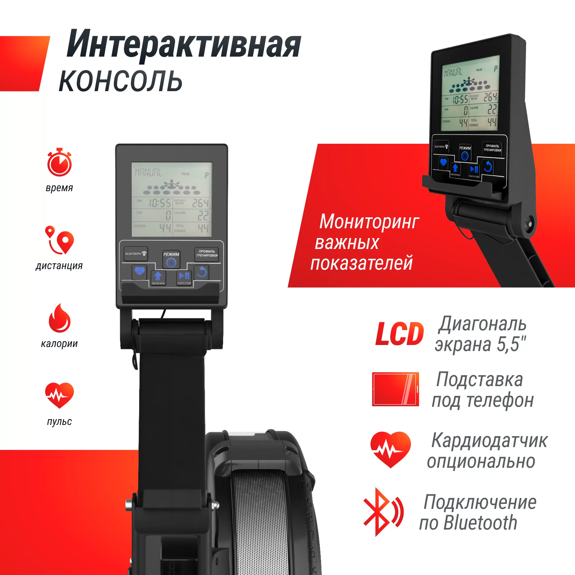 Фото Гребной тренажер UNIX Fit Air Rower-X Black со склада магазина Спортев