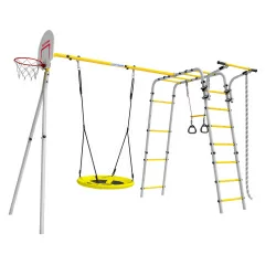 Детский спортивный комплекс для дачи ROMANA Акробат - 2 (желтый/серый) (с качелями гнездо) 103.19.05 + 1.Д-26.04