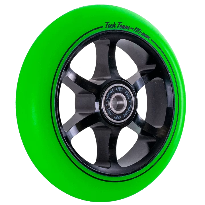 Фото Колесо для самоката TechTeam X-Treme 110 мм Форма 6ST зеленый со склада магазина СпортЕВ