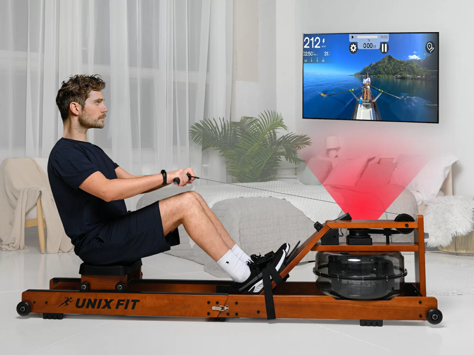 Фото Гребной тренажер UNIX Fit Wood Rower Dark со склада магазина Спортев