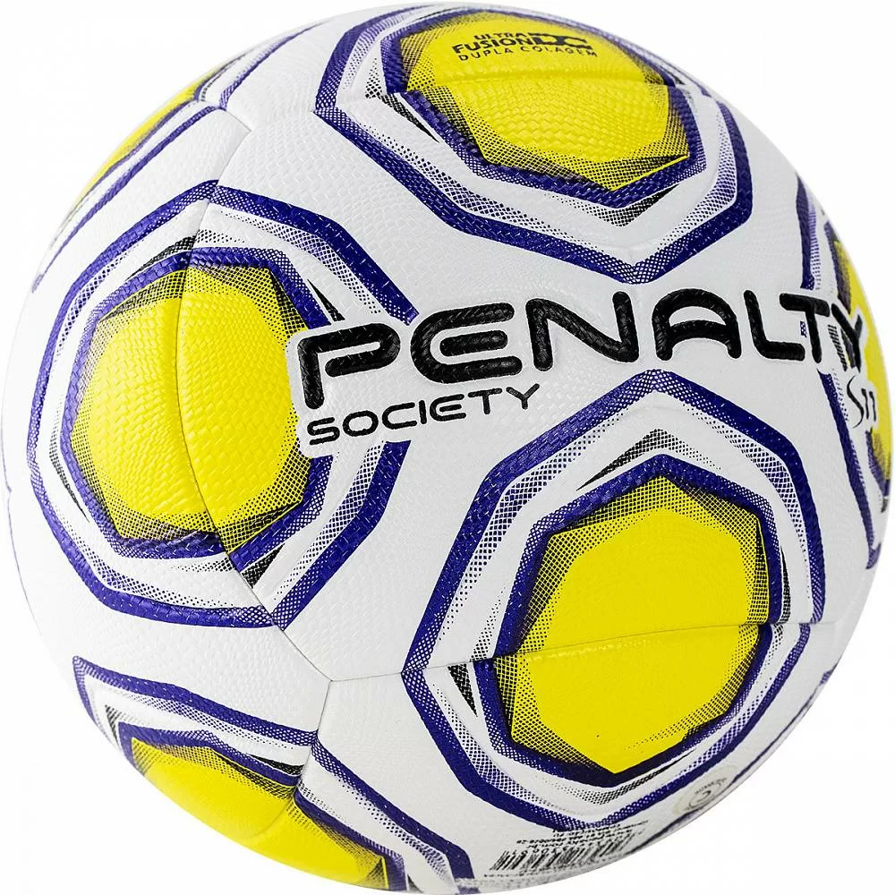 Фото Мяч футбольный Penalty Bola Society S11 R2 XXI №5 PU термосшивка бело-желт-синий 5213081463-U со склада магазина СпортЕВ