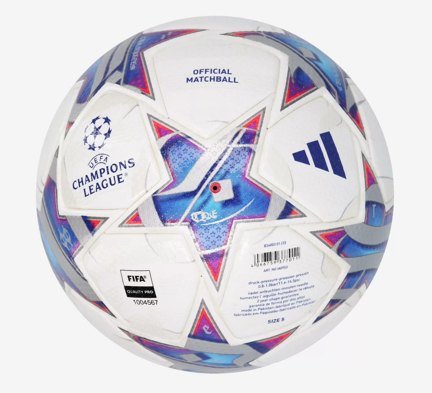 Фото Мяч футбольный Adidas UCL PRO №5 белый/синий IA0953A01 со склада магазина Спортев