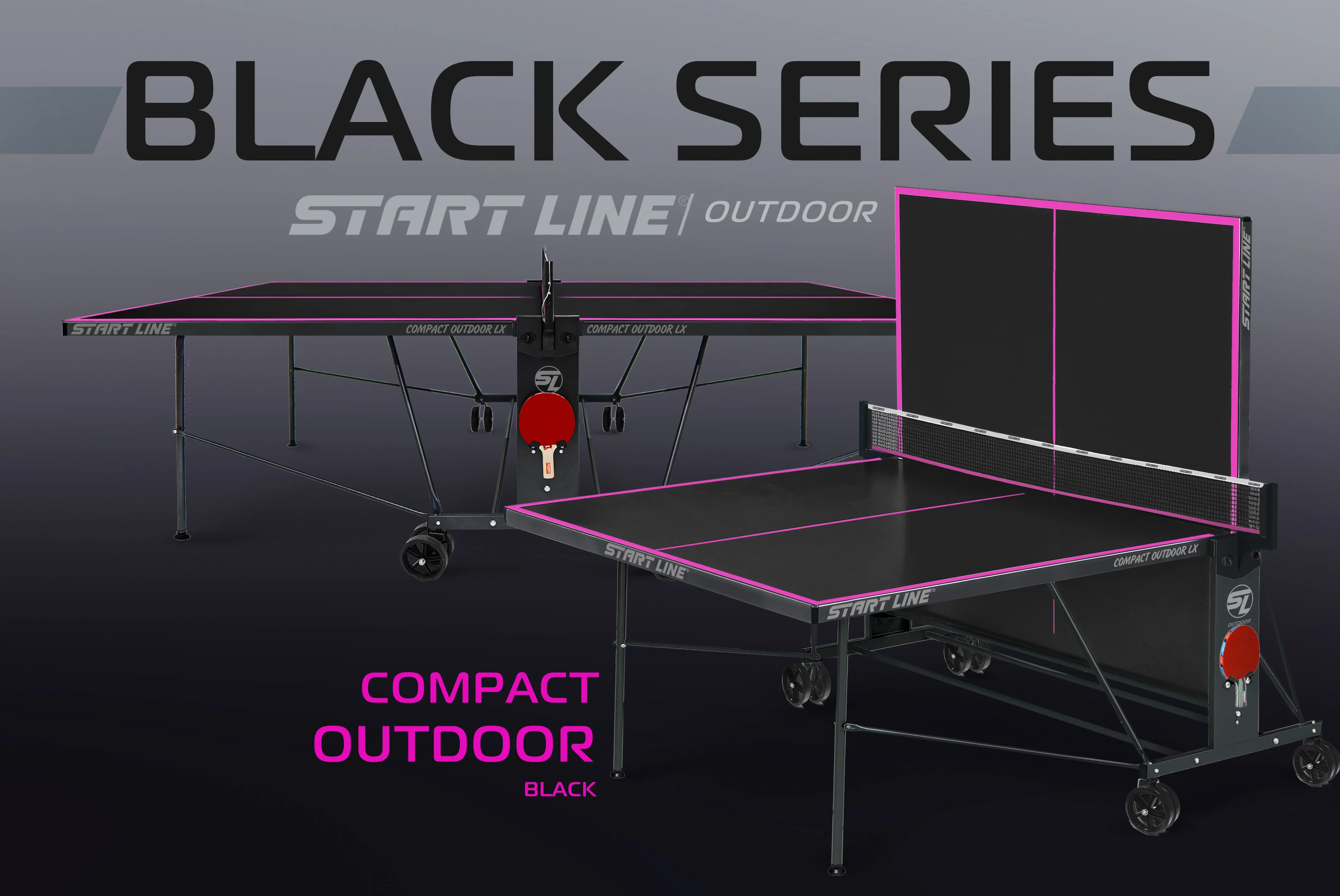 Фото Стол теннисный Compact-2 LX  Всепогодный 6 black со склада магазина Спортев