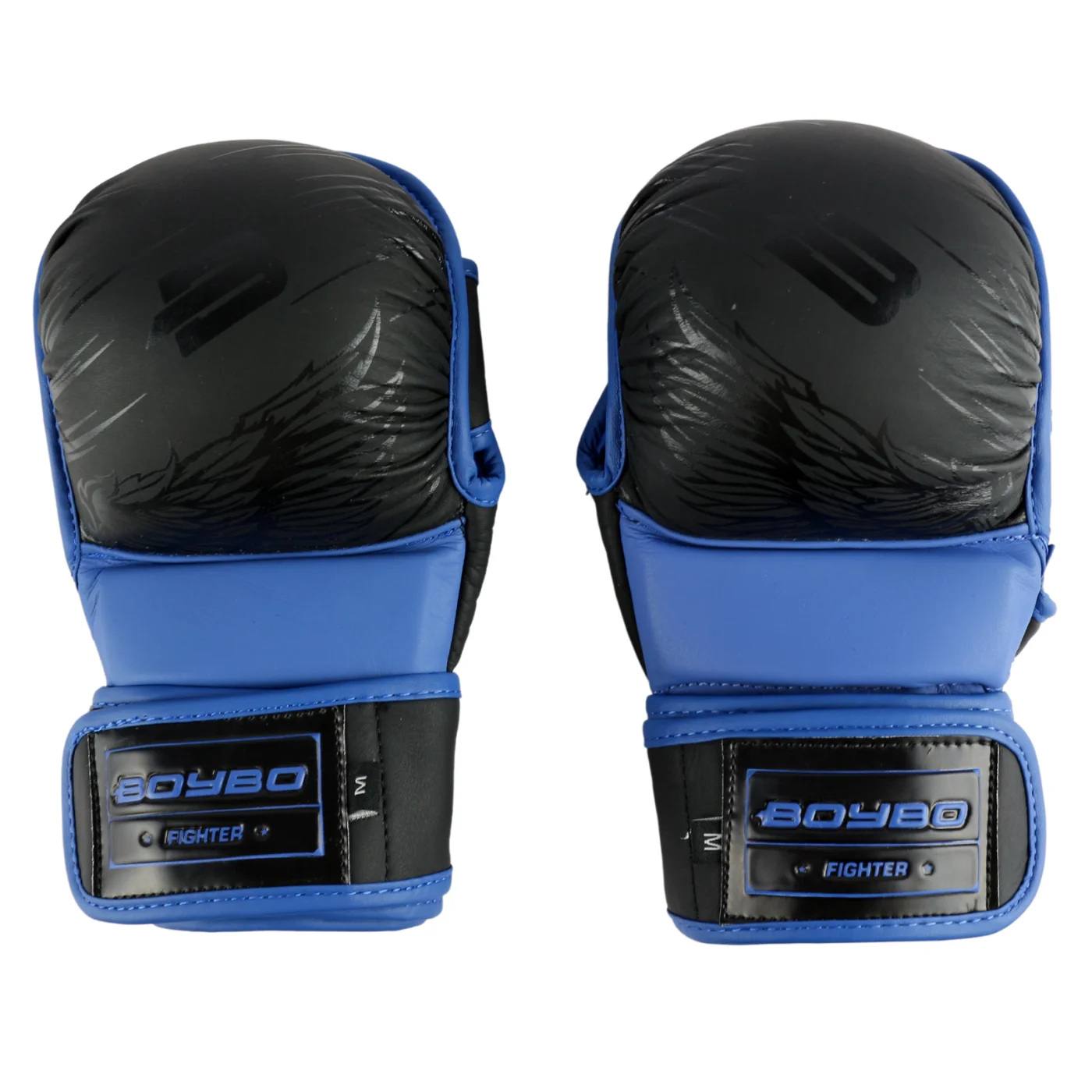 Фото Перчатки ММА BoyBo Wings кожа черно-синие 1435 со склада магазина Спортев