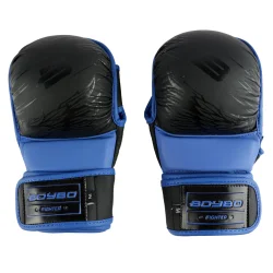 Перчатки ММА BoyBo Wings кожа черно-синие 1435
