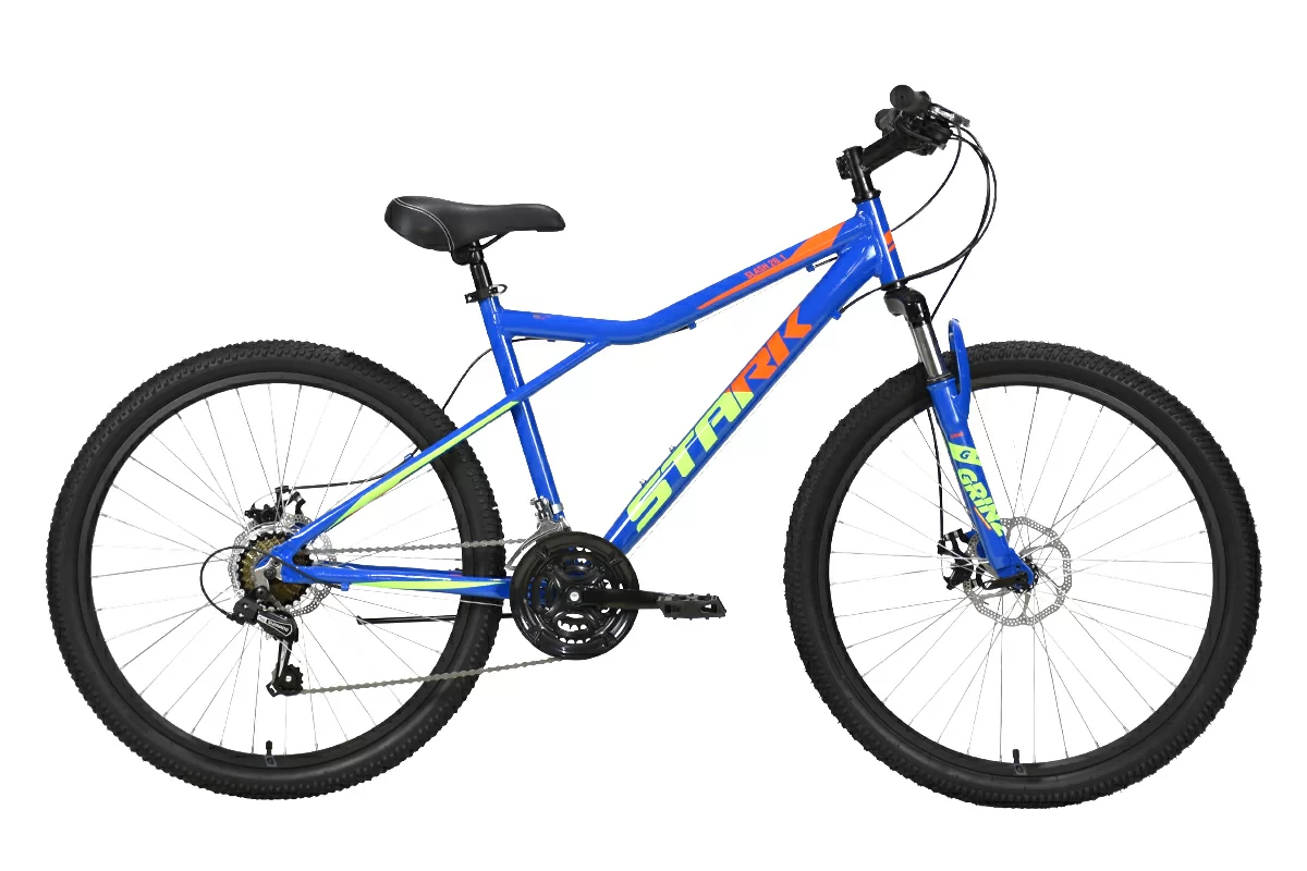 Фото Велосипед Stark Slash 26.1 D (2023) насыщенный синий/горчичный со склада магазина СпортЕВ