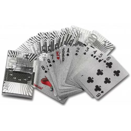 Фото Карты игральные пластик подарочные 54 листа серебро 2 -JSD со склада магазина СпортЕВ