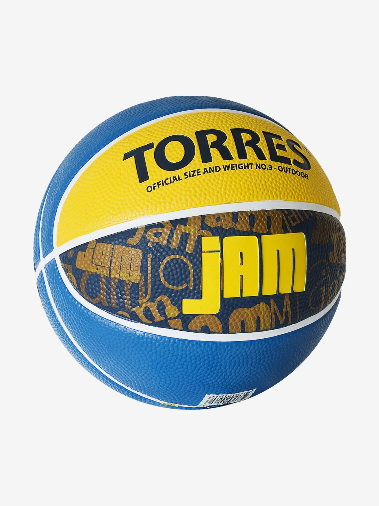 Мяч баскетбольный Torres Jam размер №3 резина син-желт-голубой B02043 Фото Мяч баскетбольный Torres Jam размер №3 резина син-желт-голубой B02043 со склада магазина Спортев