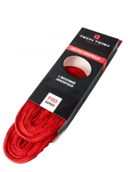 Шнурки хоккейные 305 см с пропиткой TechTeam красные 14935