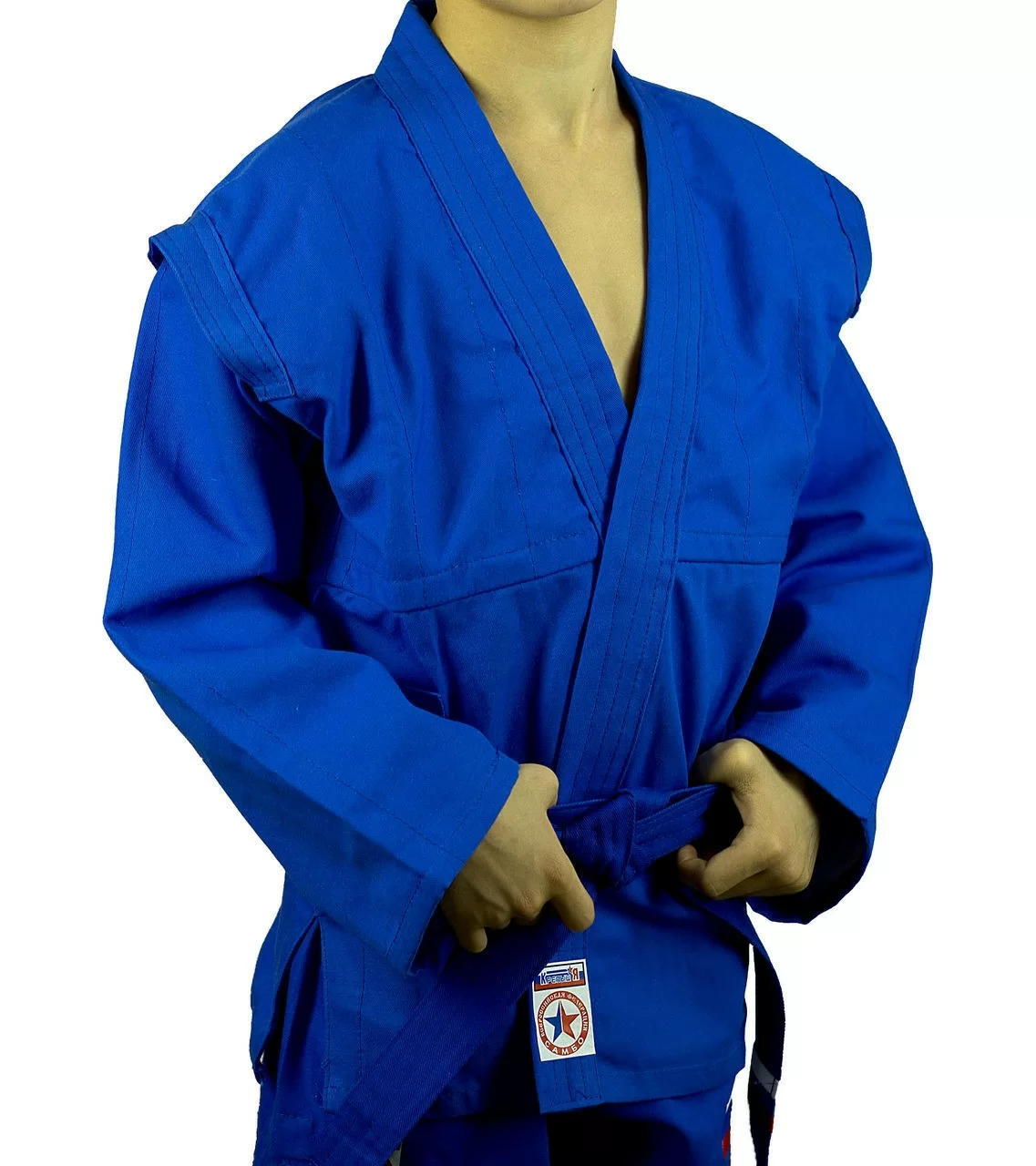 Фото Куртка для самбо Крепыш облегченная синяя К.31.СИ-44.00 со склада магазина СпортЕВ