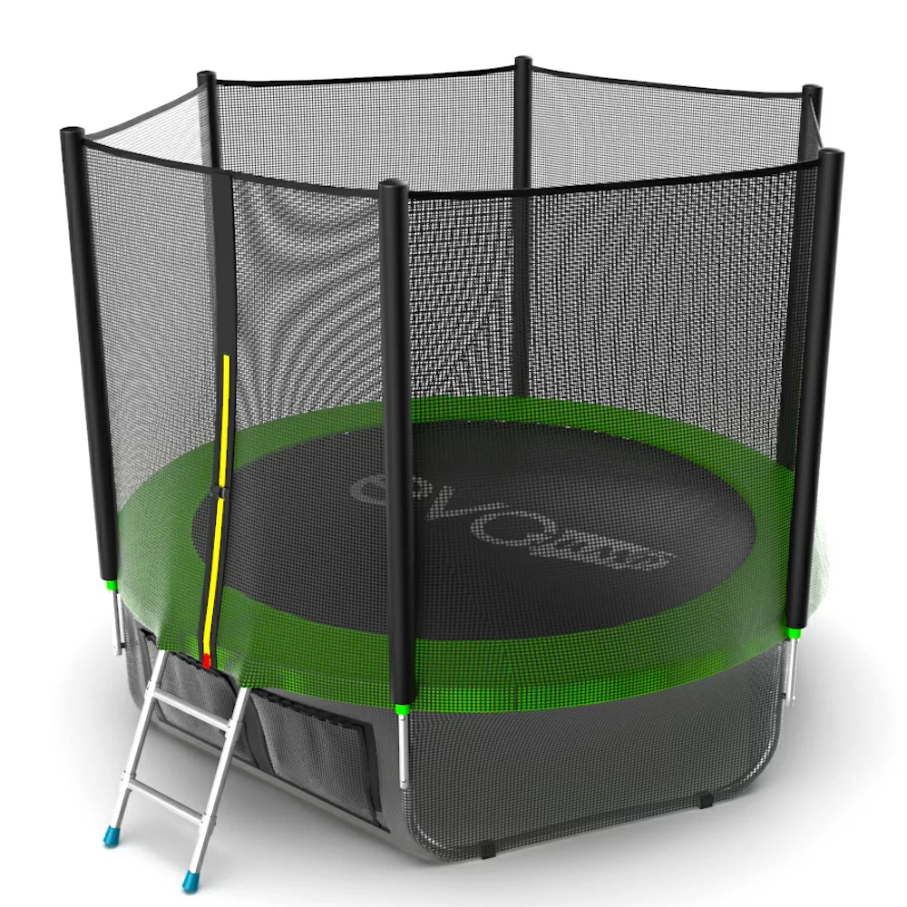 Фото EVO JUMP External 8ft (Green) + Lower net. Батут с внешней сеткой и лестницей, диаметр 8ft (зеленый) + нижняя сеть со склада магазина СпортЕВ