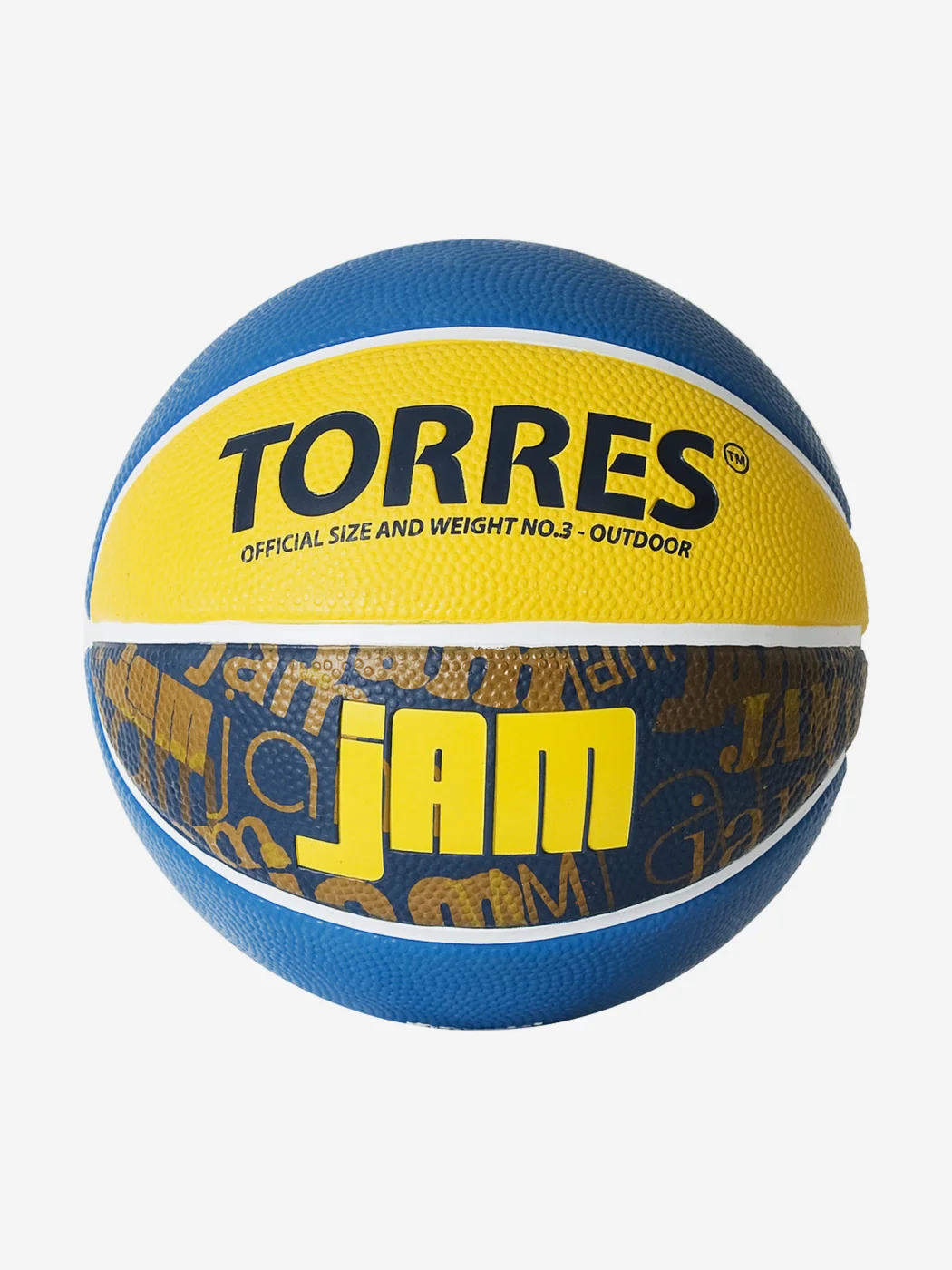 Мяч баскетбольный Torres Jam размер №3 резина син-желт-голубой B02043 Фото Мяч баскетбольный Torres Jam размер №3 резина син-желт-голубой B02043 со склада магазина Спортев