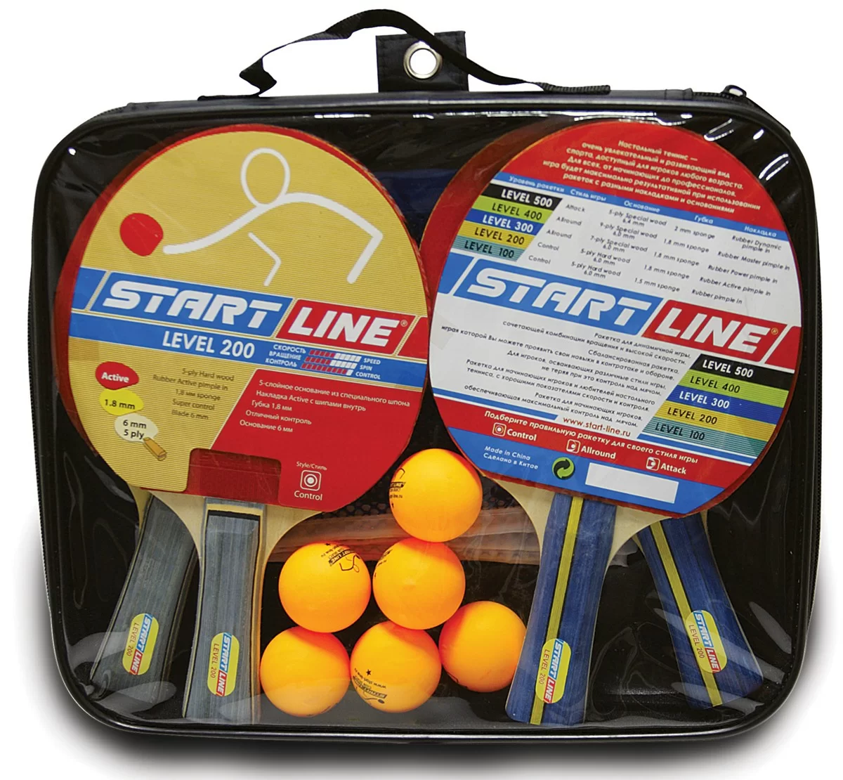 Фото Набор для настольного тенниса Start Line Level 200 (4 р-ки,6 мячей Clab Select, сетка с кр 61-453 со склада магазина СпортЕВ