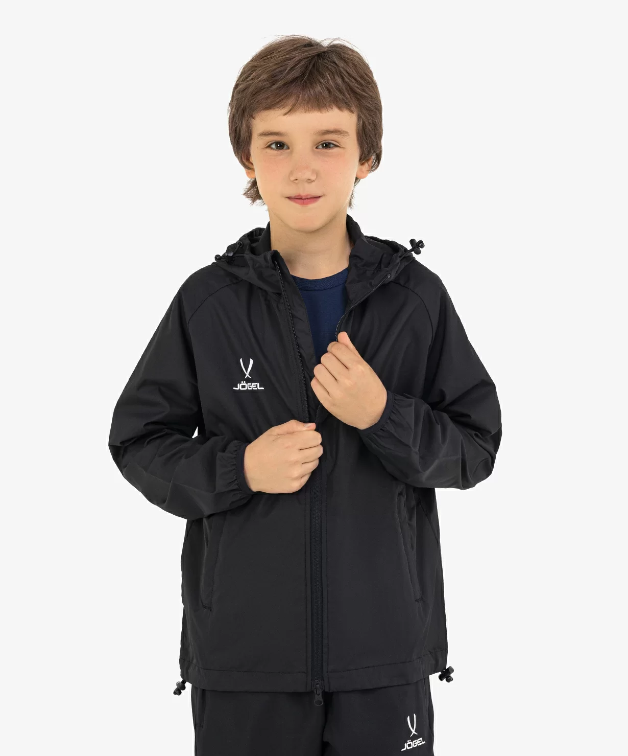 Фото Куртка ветрозащитная CAMP Rain Jacket, черный, детский Jögel со склада магазина СпортЕВ