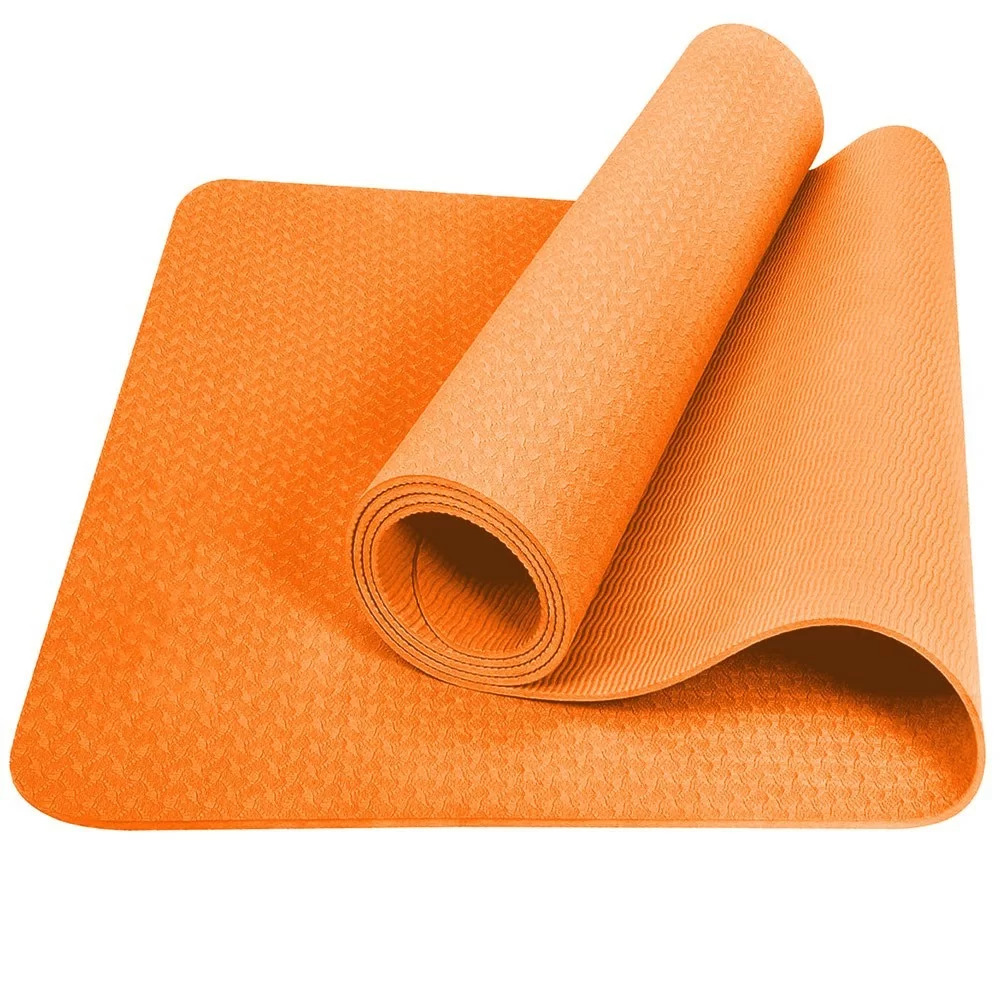 Фото Коврик для йоги 183х61х0,6 см E39317 ТПЕ оранжевый со склада магазина СпортЕВ