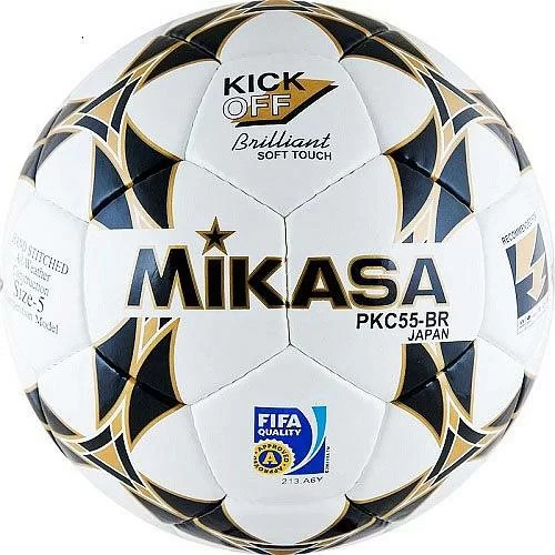 Фото Мяч футбольный Mikasa PKC55BR-1 р.5 ПУ руч.сш. бел-чер-зол со склада магазина СпортЕВ
