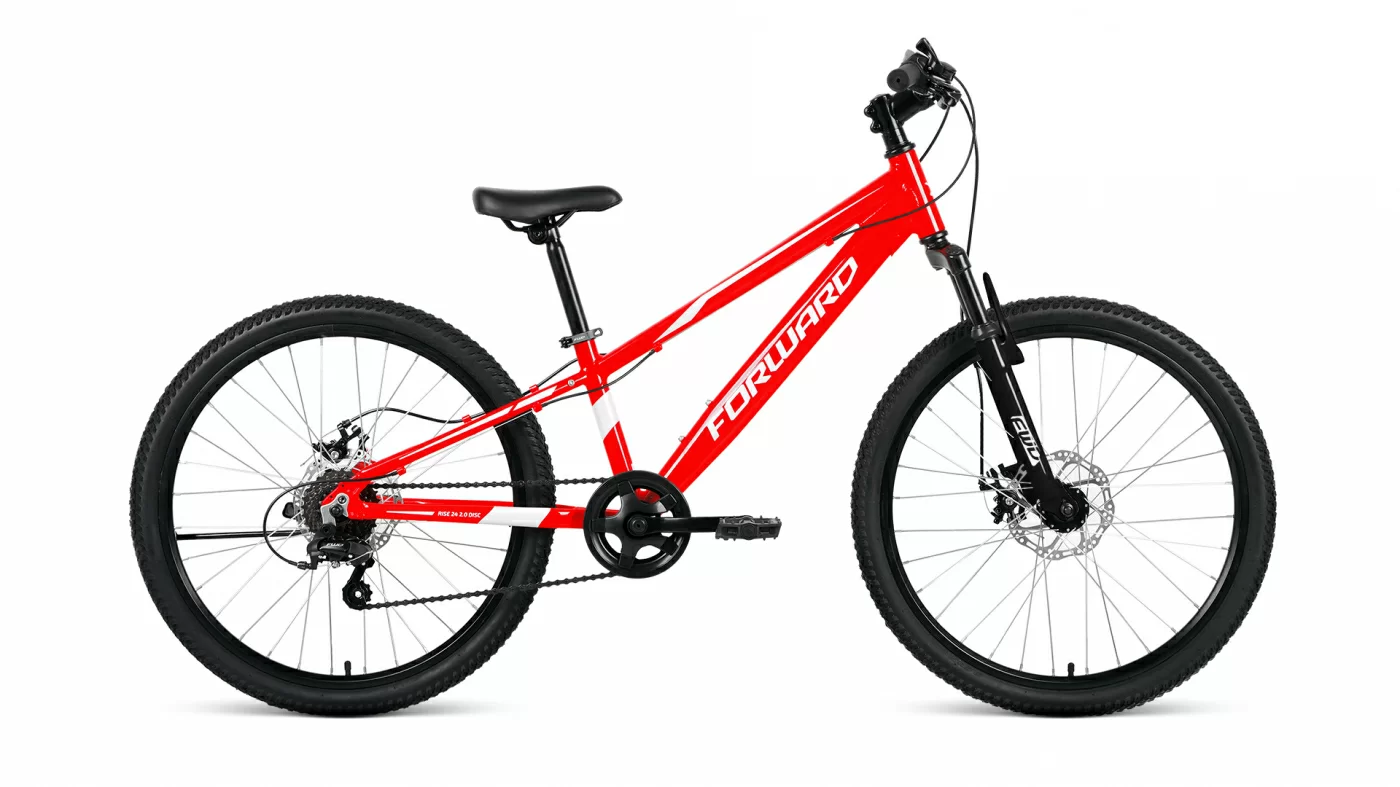 Фото Велосипед Forward Rise 24 2.0 disc (2021) красный/белый RBKW1J347010 со склада магазина СпортЕВ